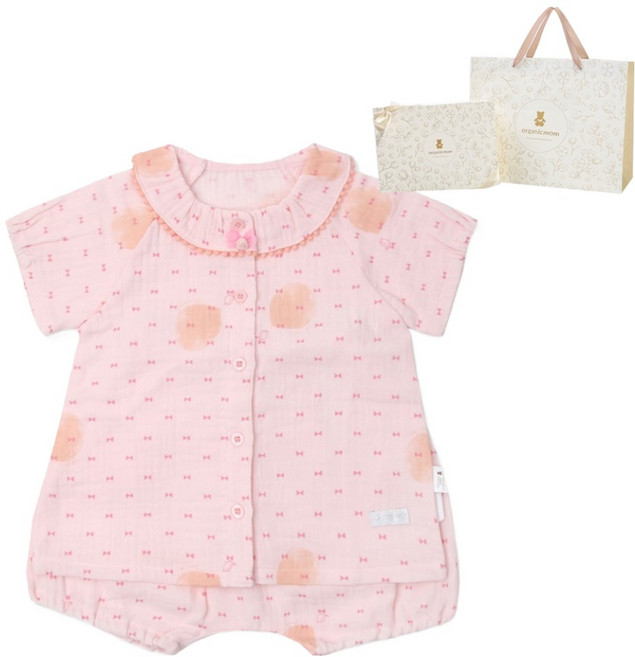 오가닉맘 아동용 통기성 리엘거즈 반소내의 상의 + 하의 세트 MGML2B04 + 쇼핑백