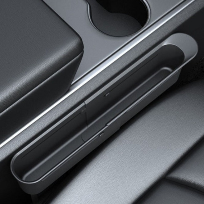 카에버 프리미엄 길이 조절 사이드 포켓 차량용 틈새 수납함 전차종 호환, 블랙, 1개