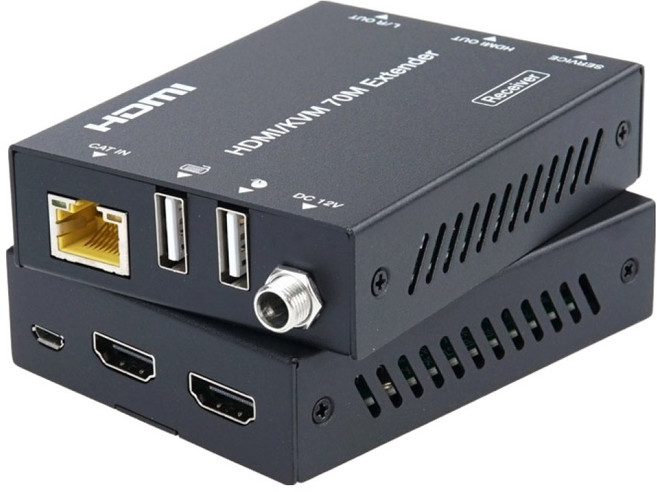 컴스 HDMI KVM 리피터 70m 4K 60Hz 키보드 마우스 연결, 1개, 1개