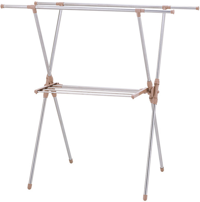 ikloo 宜酷屋 不銹鋼X型多功能折疊曬衣架, 不鏽鋼色