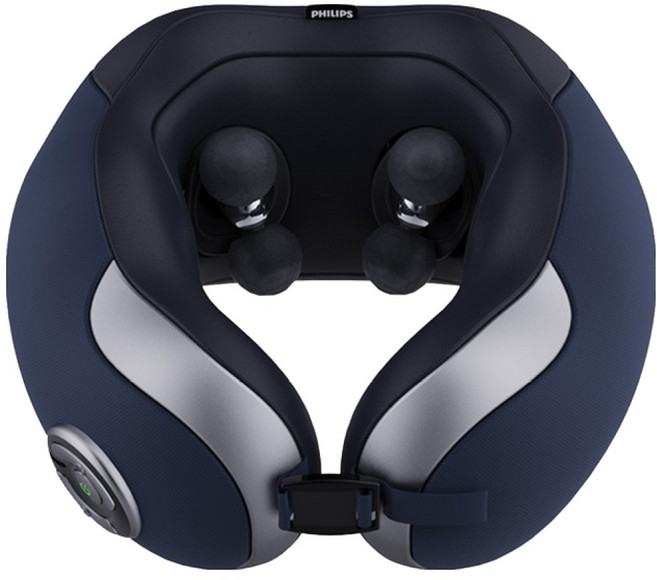 필립스 인체 공학적 3D 설계 무선 온열 목 마사지기, PPM3502, 블루