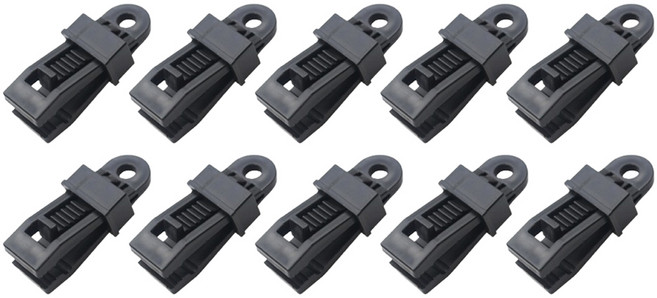 클로버상사 텐트 집게 스토퍼 타프 클립 10p, 블랙