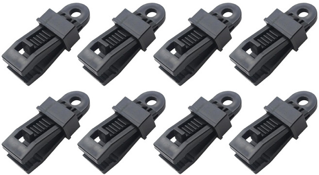 클로버상사 텐트 집게 스토퍼 타프 클립 8p, 블랙