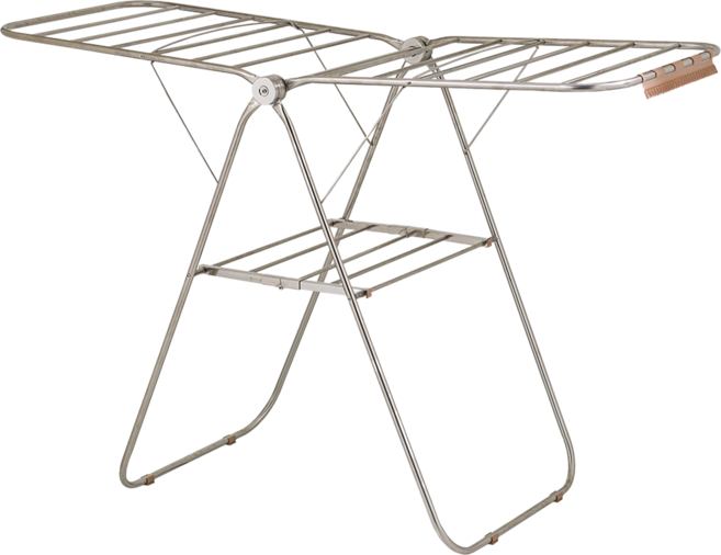 ikloo 宜酷屋 不銹鋼雙開翼型折疊曬衣架 附毛巾側夾, 不鏽鋼色