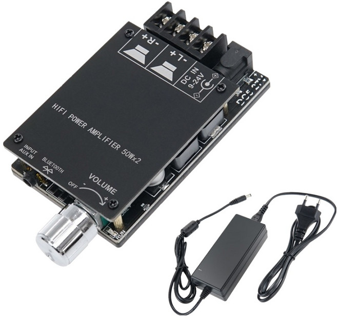 컴스 HIFI 2.0 블루투스 앰프 50W-50W AUX Bluetooth DC 24V-3A 전원, IH391, 유선