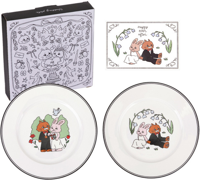 데일리라이크 웨딩 플레이트 2종 세트, 1세트, 접시 2p + 메세지카드, 혼합색상