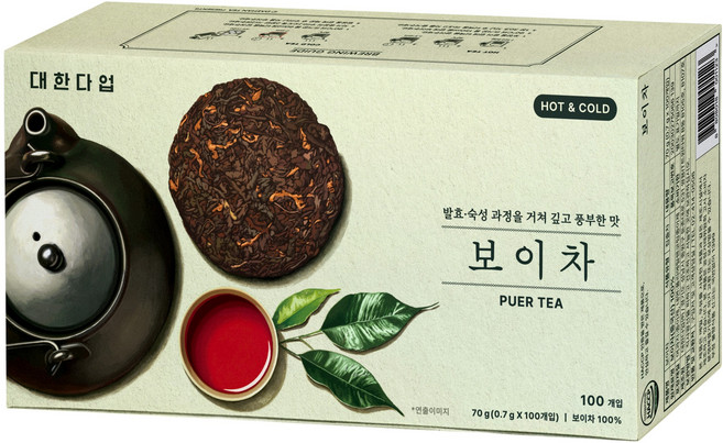 대한다업 보이차, 700mg, 1개, 100개입