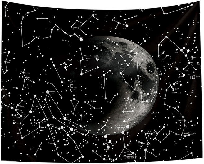 半島良品 ins風 居家裝飾掛布 掛毯 背景布 觀星圖 150 x 130cm 附無痕釘2個 + 倒鉤夾2個 1個