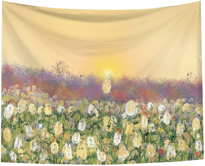 半島良品 居家裝飾掛布 附無痕釘2個 + 倒鉤夾2個, 祕密花園 黃色 + 紫色 + 綠色