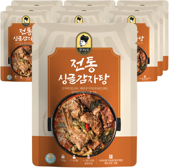 정대감집 전통 싱글 감자탕, 750g, 10개