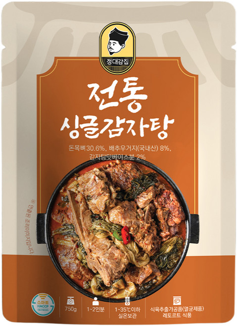 정대감집 전통 싱글 감자탕, 750g, 1개