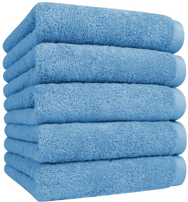 송월타월 세이프 퓨어 항균 호텔 수건 170g 30수 코마사, 블루, 5개