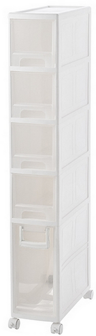 夾縫抽屜收納櫃 5層, 白色