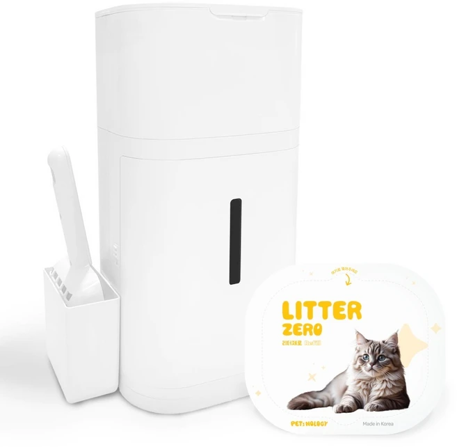 펫츠놀로지 고양이 원터치 배변 쓰레기통 리터제로, 화이트, 1개 - 쿠팡