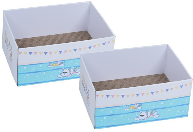 멍냥이노리터 고양이 숨숨박스 수영장 스크래쳐, 혼합색상, 2개