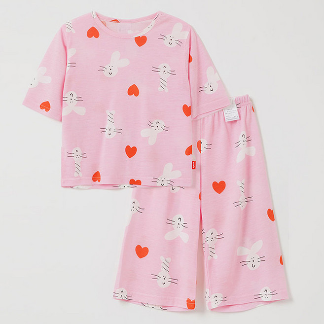 오즈키즈 아동용 하트토끼 실내복 상하 세트