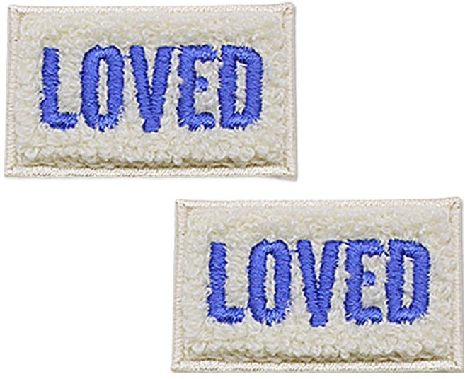 동대문단추왕 열접착식 자수 와펜 패치 보슬이LOVED, 블루, 2개