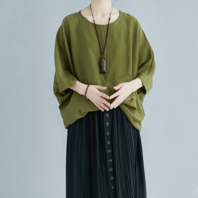 아뗄릭 여성용 절개 가오리핏 코튼 여름 티셔츠 10494