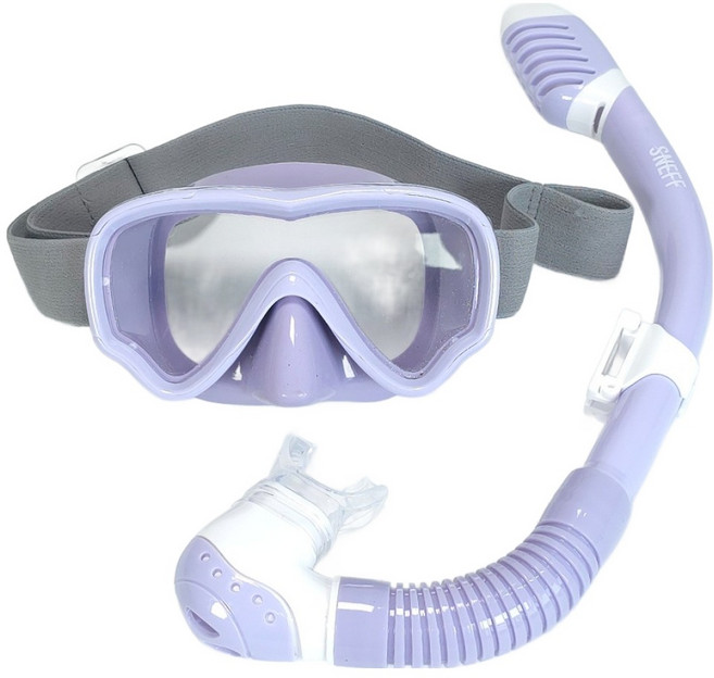 스네프 스노키 아동용 스노쿨링 마스크 세트, 라벤더, 랜덤발송(파우치)