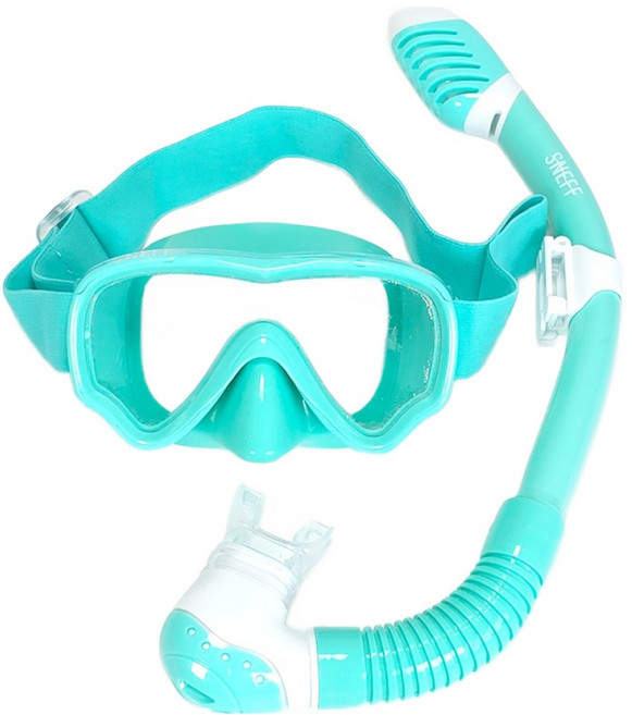 스네프 스노키 아동용 스노쿨링 마스크 세트, 민트, 랜덤발송(파우치)