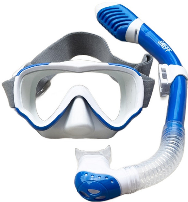 스네프 스노키 아동용 스노쿨링 마스크 세트, 블루, 랜덤발송(파우치)