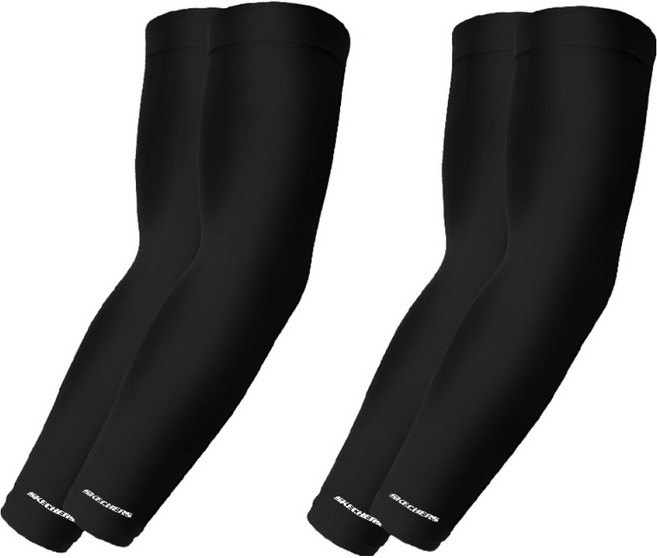 스케쳐스 남녀공용 심리스 쿨링 팔토시 2p, 블랙, 2개