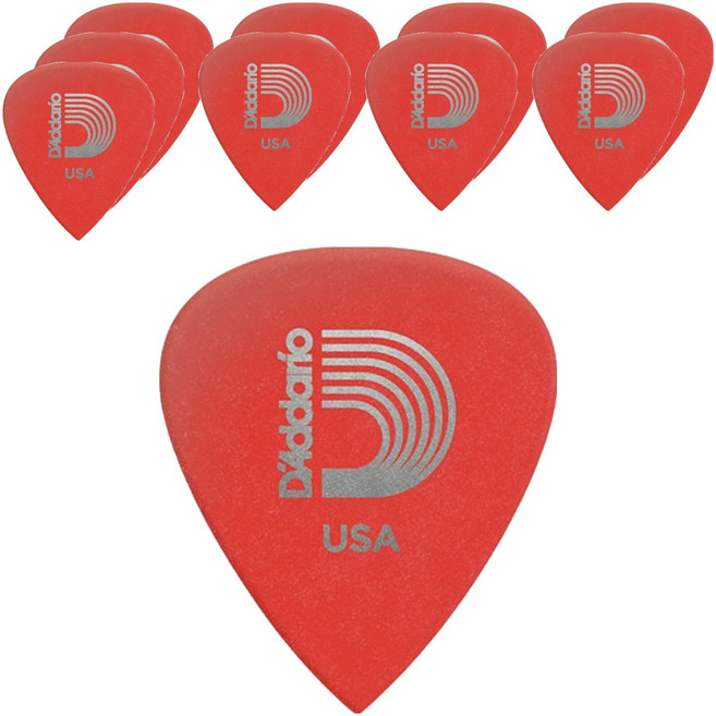 다다리오 두달린 프리시전 기타 피크 빨강 6DRD1-10, 10개