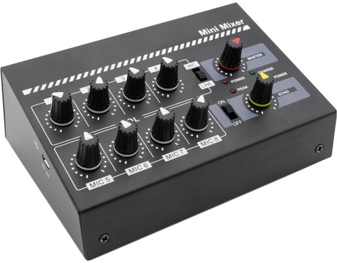 컴스 마트 배터리 내장 휴대가능 8채널 미니 마이크 믹서, BB211, 혼합색상