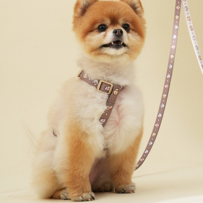 힛찌 강아지 초경량 패턴 부드러운 소형견 H형 하네스, 코코아 브라운, 1개
