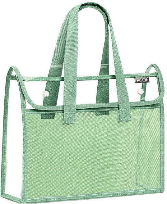 에르보 파일 수납 PVC 손잡이 보조가방, 그린, 1개