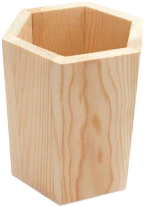 미니멀랩 클래식 경량 우드 육각형 연필꽂이 8 x 8 x 10 cm, 레드파인, 1개