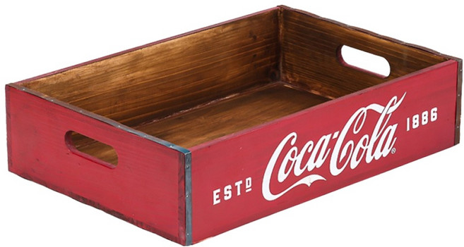 릴팡 코카콜라 피크닉 빈티지 우드 트레이, 레드, 1개