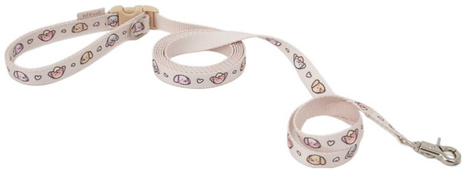 힛찌 강아지 패턴 부드러운 핸즈프리 리드줄, 네츄럴 베이지, 1개