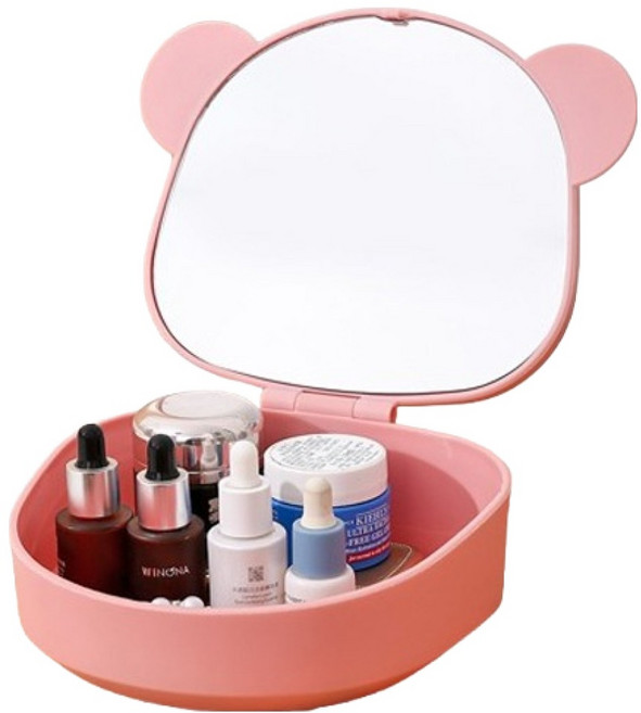 뷰레이터닷컴 베어스 미니 탁상거울, 핑크