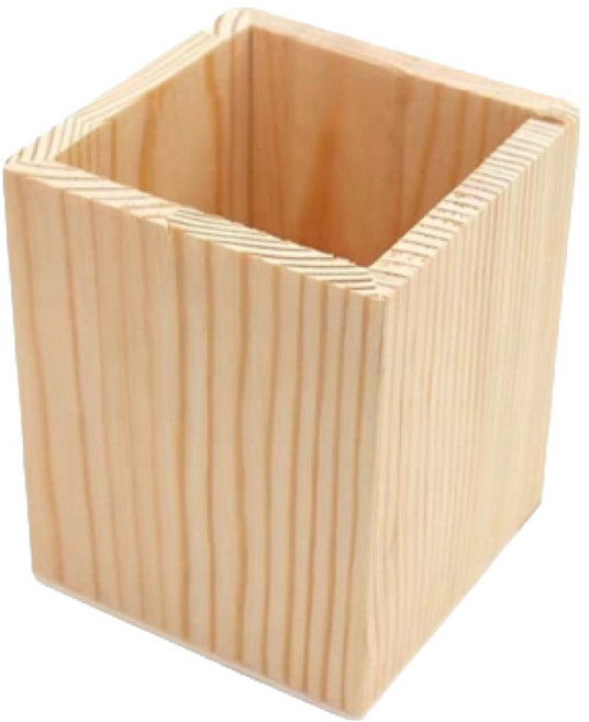 미니멀랩 클래식 경량 우드 사각형 연필꽂이 8 x 8 x 10 cm, 레드파인, 1개