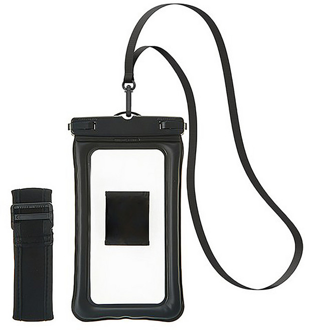Tamsaa 防水等級 IPX8 4層防水手機袋 + 掛繩 + 臂套, 黑色, 1組