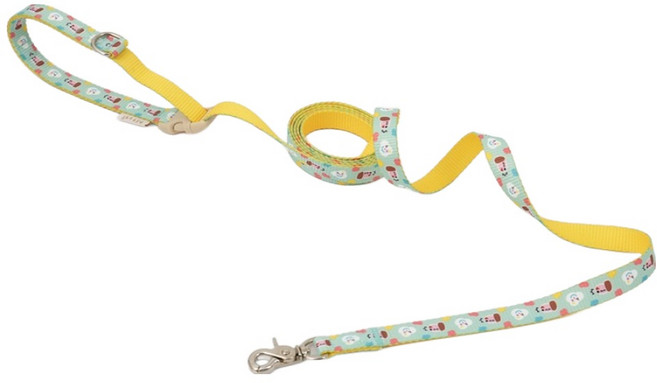 힛찌 강아지 패턴 부드러운 핸즈프리 리드줄, 옐로우민트, 1개