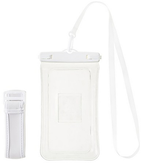 Tamsaa 防水等級 IPX8 4層防水手機袋 + 掛繩 + 臂套, 白色, 1組