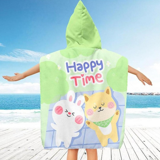 키즈트리 아동용 극세사 후드 비치 가운 SN-014