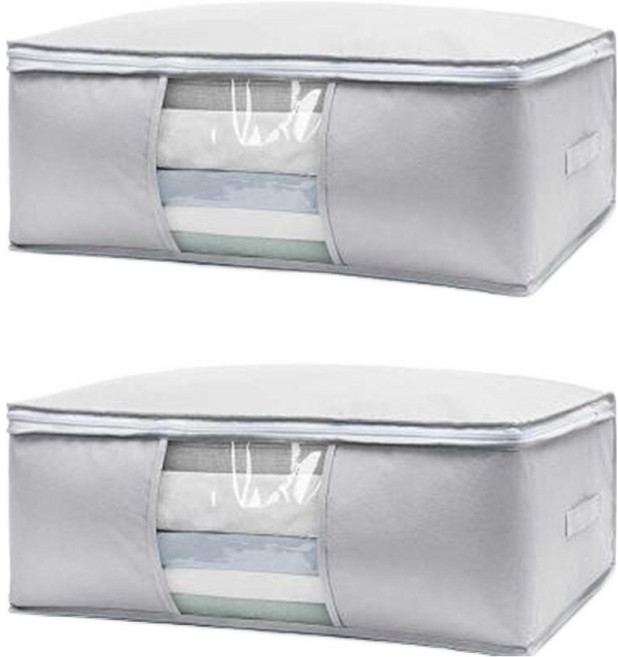 리빙공감 이불정리함 의류보관함 수납가방 그레이, 1개, 2개입