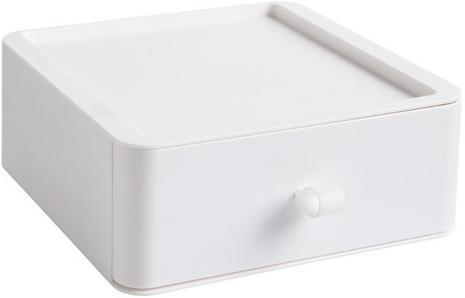 굄스 서랍형 컬러별 사무용품 데스크정리함 20 x 20 x 8 cm, 화이트, 1단