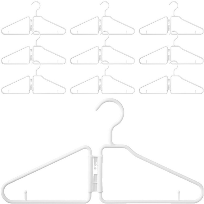 코코로이 공간절약 접이식 옷걸이, 화이트, 10개