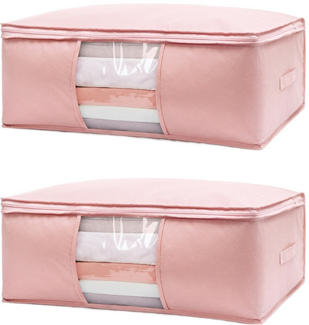 리빙공감 이불정리함 의류보관함 수납가방 핑크, 1개, 2개입