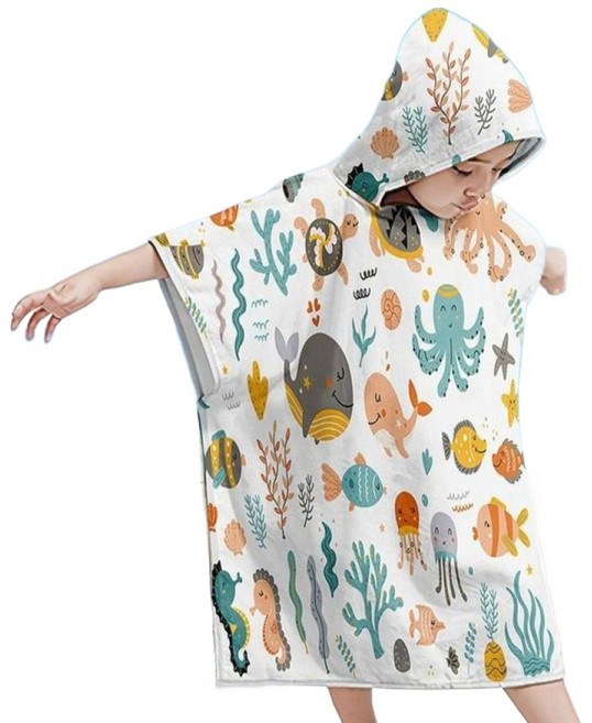 키즈트리 아동용 극세사 후드 물놀이 비치 가운 SN-015