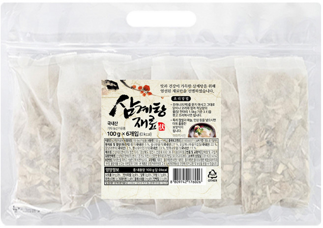 해맑음 몸애조화 삼계탕 백숙재료 6p, 600g, 1개