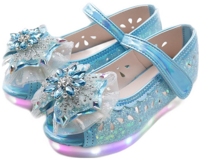풋풋 여아용 크리스탈팝 LED 토오픈 샌들