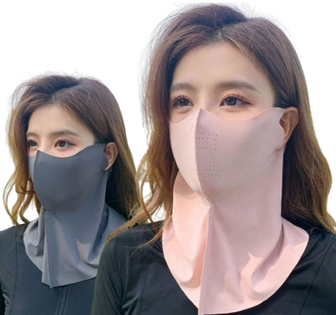 FOBIELLA 자외선 차단 스포츠 넥페이스 가드 2종 세트, 핑크, 진그레이, 1세트