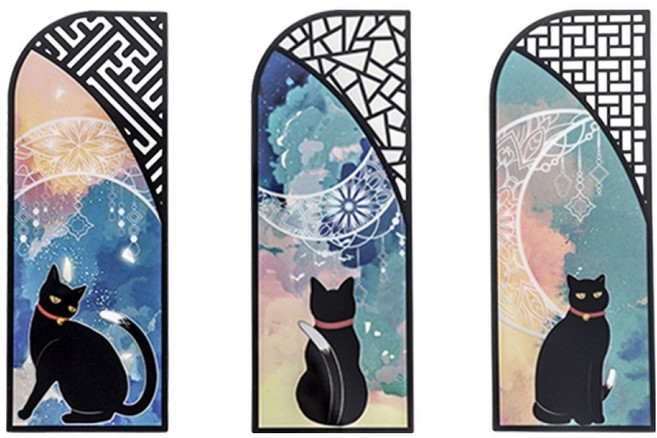 픽앤홈 고급 책갈피 북마크 3종 세트, 고양이와 달, 1세트