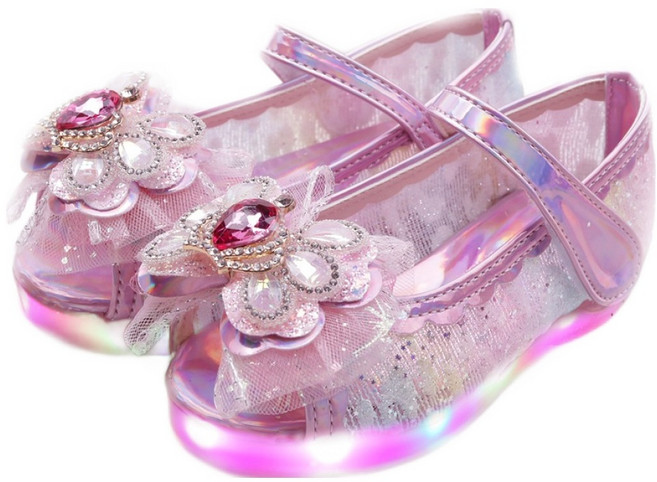 풋풋 여아용 바람샤샤크라운 LED 토오픈 샌들