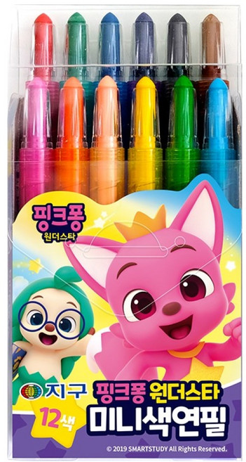 지구화학 핑크퐁미니 색연필 세트, 12색, 1세트